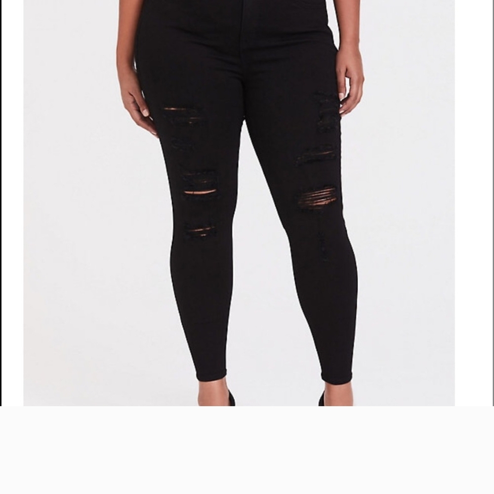 Torrid Sky High Skinny Black Ripped Jeans